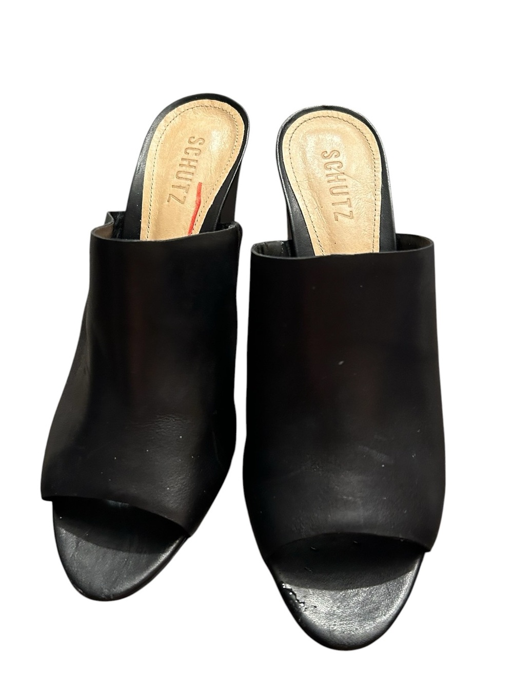 SCHUTZ Black Open-Toe Slide Mules